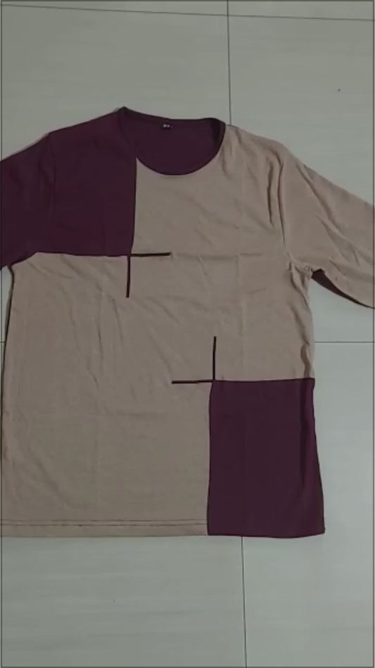 Tom Scott Cotton Blend Color Block Full Sleeves T-Shirt